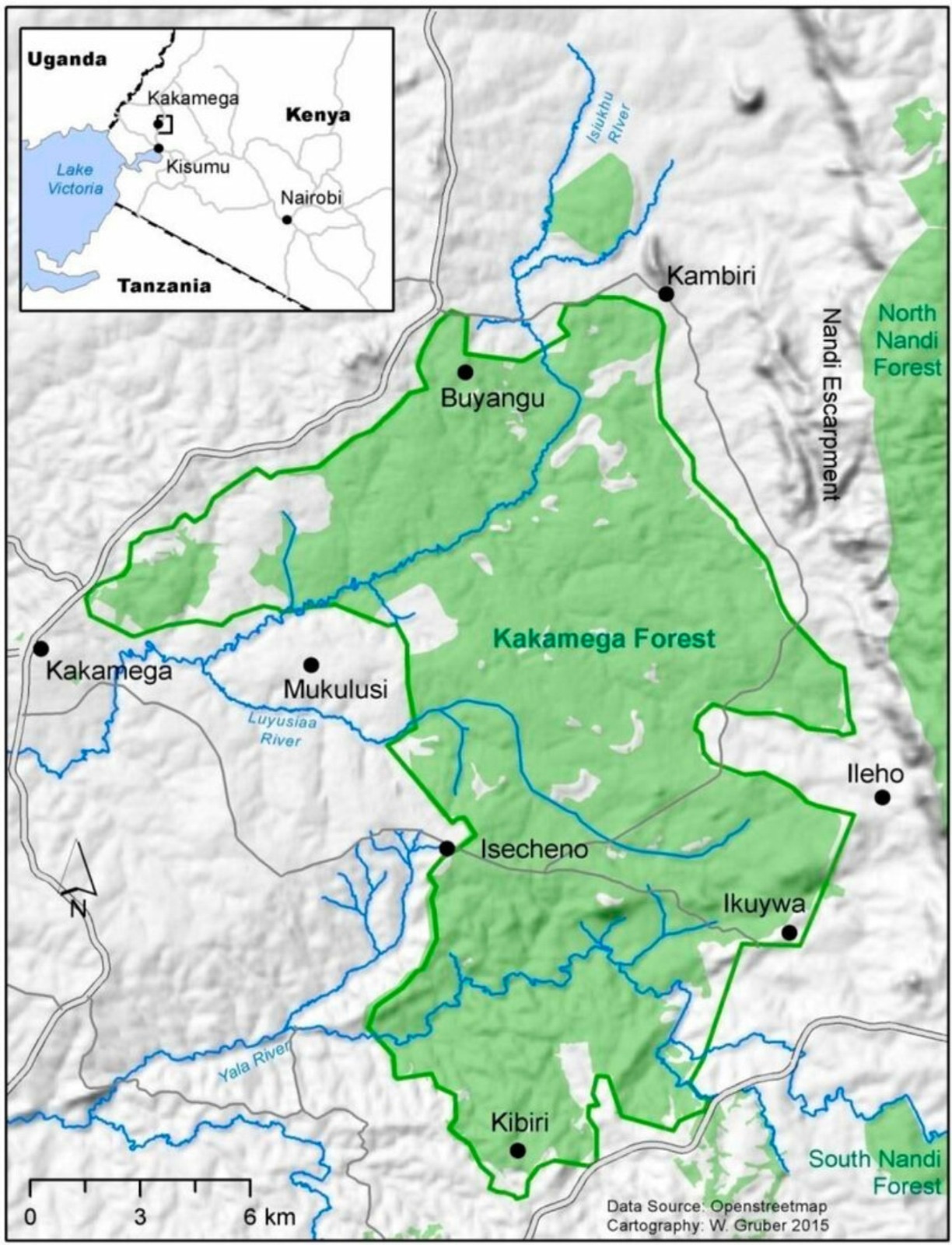 A reference map of the Kakamega Forest Ecosystem and its surrounding reserves